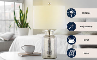 Dax 24.5" Trellis Pattern Glass LED Table Lamp