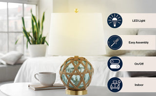 Kori 21.5" LED Glass/Rope Table Lamp