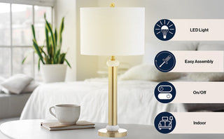 Kelvin 27" Metal/Marble LED Table Lamp