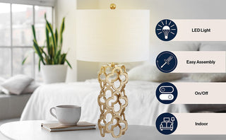 Karina 26.5" Metal Quatrefoil LED Table Lamp