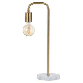 Fruitu 20.5" Minimalist Glam Gold Pipe Metal/Marble LED Table Lamp