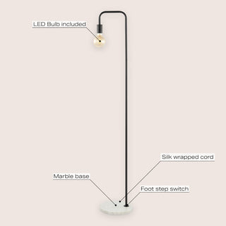 Cassowary 60" Minimalist Edison Metal/Marble Floor Lamp