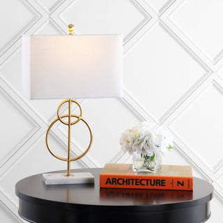 Grasshopper 26" Modern Circle Marble/Metal LED Table Lamp