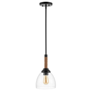 Hitchcock 7.63" Adjustable Rope-Wrap Modern Rustic Iron/Glass LED Pendant