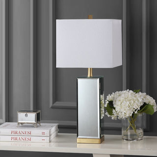 Murtle 27" Mirror/Iron Hidden Jewelry Box Mirrored Column LED Table Lamp