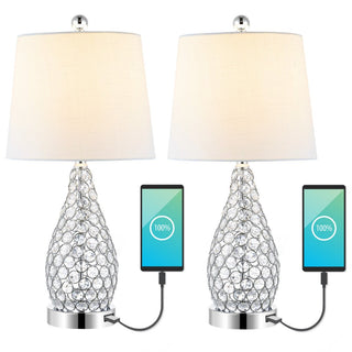 Bentz 22.25" Midcentury Modern Iron LED Table Lamp with USB Charging Port