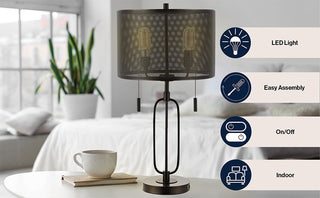 Dayn 27" Industrial Farmhouse Iron LED Table Lamp with USB Charging Port