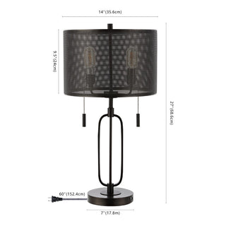 Dayn 27" Industrial Farmhouse Iron LED Table Lamp with USB Charging Port