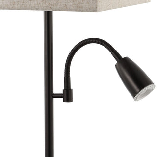 VONLUCE 25.5" Farmhouse Industrial Iron LED Table Lamp with USB Charging Port and Adjustable Reading Light