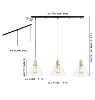 Valerie Island 30.5" Metal/Glass Contemporary Modern  LED Pendant