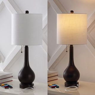 Jacek 24" Modern Classic Gourd Iron LED Table Lamp with Pull-Chain with Dual USB Charging Port