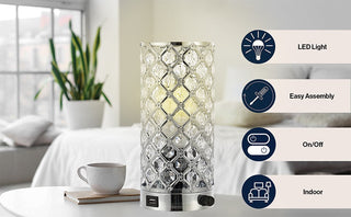 Snapshot 9.5" Mid-Century Modern Iron/Acrylic LED Mini Uplight Table Lamp with USB Charging Port and Smart Bulb