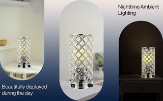 Snapshot 9.5" Mid-Century Modern Iron/Acrylic LED Mini Uplight Table Lamp with USB Charging Port and Smart Bulb