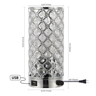 Snapshot 9.5" Mid-Century Modern Iron/Acrylic LED Mini Uplight Table Lamp with USB Charging Port and Smart Bulb