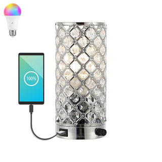 Snapshot 9.5" Mid-Century Modern Iron/Acrylic LED Mini Uplight Table Lamp with USB Charging Port and Smart Bulb