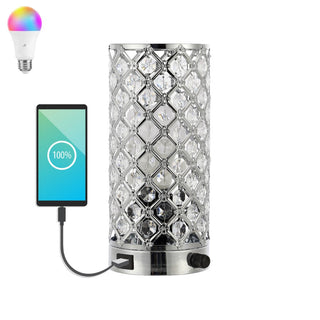 Snapshot 9.5" Mid-Century Modern Iron/Acrylic LED Mini Uplight Table Lamp with USB Charging Port and Smart Bulb