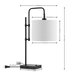 Edris 24.75" Industrial Designer Metal LED Task Lamp with USB Charging Port