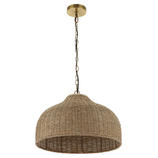 Eliza 20" Coastal Bohemian Rattan/Iron Dome LED Pendant