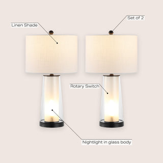 Retro 26" Modern Minimalist Glass/Iron Nightlight LED Table Lamp