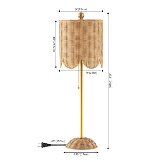 Cape 27.5" Coastal Bohemian Rattan/Iron Scalloped Buffet LED Table Lamp with Pull Chain (Set of 2)