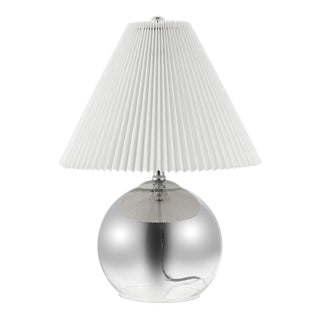 Louisa 22.5" Mid-Century Modern Round Glass/Iron Pleated Shade LED Table Lamp