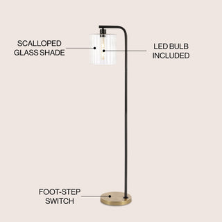 Possini 60.75" Modern Minimalist Metal/Ribbed Glass LED Floor Lamp