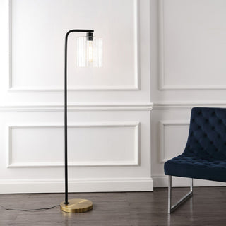 Possini 60.75" Modern Minimalist Metal/Ribbed Glass LED Floor Lamp