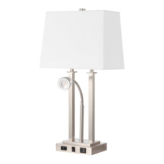 Cinkeda 23.75" 2-Light Modern Farmhouse Metal LED Table Lamp with USB Charging port