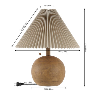 Nordic 17.25" Coastal Scandinavian Resin/Iron Sphere LED Table Lamp with Pleated Shade and Pull Chain