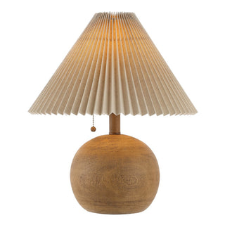 Nordic 17.25" Coastal Scandinavian Resin/Iron Sphere LED Table Lamp with Pleated Shade and Pull Chain