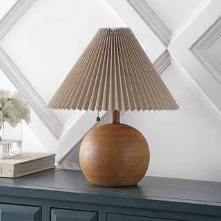 Nordic 17.25" Coastal Scandinavian Resin/Iron Sphere LED Table Lamp with Pleated Shade and Pull Chain