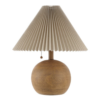 Nordic 17.25" Coastal Scandinavian Resin/Iron Sphere LED Table Lamp with Pleated Shade and Pull Chain