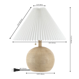 Nordic 17.25" Coastal Scandinavian Resin/Iron Sphere LED Table Lamp with Pleated Shade and Pull Chain