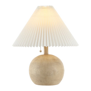 Nordic 17.25" Coastal Scandinavian Resin/Iron Sphere LED Table Lamp with Pleated Shade and Pull Chain