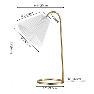 Depuley 22" Modern Glam Metal Arc Adjustable Head LED Table Lamp with Pleated Shade