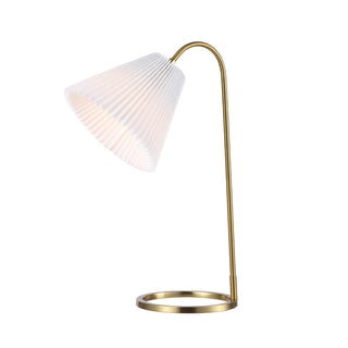 Depuley 22" Modern Glam Metal Arc Adjustable Head LED Table Lamp with Pleated Shade