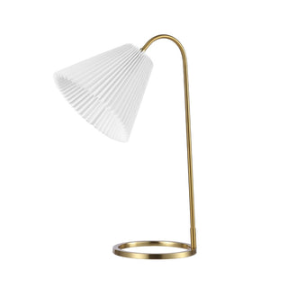 Pauly 22" Modern Glam Metal Arc Adjustable Head LED Table Lamp with Pleated Shade