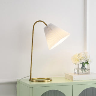 Depuley 22" Modern Glam Metal Arc Adjustable Head LED Table Lamp with Pleated Shade