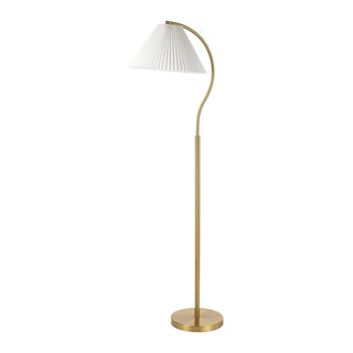 Homesake 60.5" Modern Glam Metal Arc LED Floor Lamp with Pleated Shade