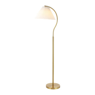 Homesake 60.5" Modern Glam Metal Arc LED Floor Lamp with Pleated Shade