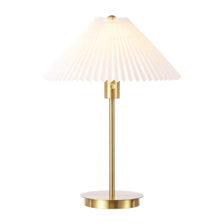 Kenroy 21.25" Modern Glam Metal Column LED Table Lamp with USB Charging Port and Pleated Shade