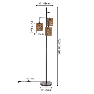 Sucolite 70.75" 3-Light Mid-Century Bohemian Metal/Rope LED Floor Lamp