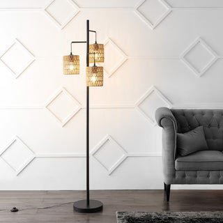 Sucolite 70.75" 3-Light Mid-Century Bohemian Metal/Rope LED Floor Lamp