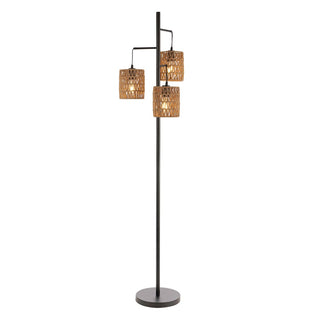 Sucolite 70.75" 3-Light Mid-Century Bohemian Metal/Rope LED Floor Lamp