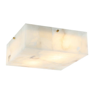 Stain 13" 2-Light Modern Contemporary Alabaster/Iron Square LED Flush Mount