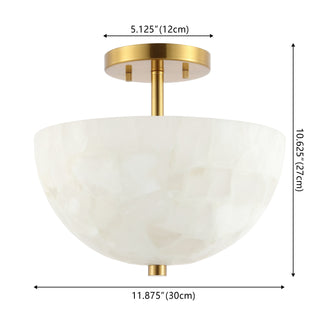 Meyda 11.88" 2-Light Modern Contemporary Alabaster/Iron Inverted Dome LED Semi Flush Mount