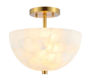 Meyda 11.88" 2-Light Modern Contemporary Alabaster/Iron Inverted Dome LED Semi Flush Mount