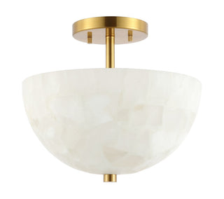 Meyda 11.88" 2-Light Modern Contemporary Alabaster/Iron Inverted Dome LED Semi Flush Mount