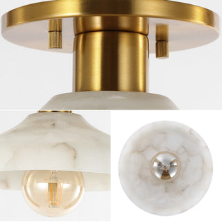 Ankeny 10" 1-Light Mid-Century Classic Alabaster/Iron LED Semi Flush Mount