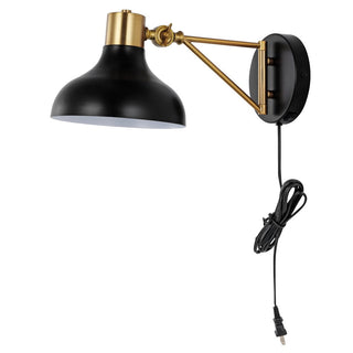 Betty 15" Swing Arm Modern Midcentury Iron USB Charging Port LED Sconce